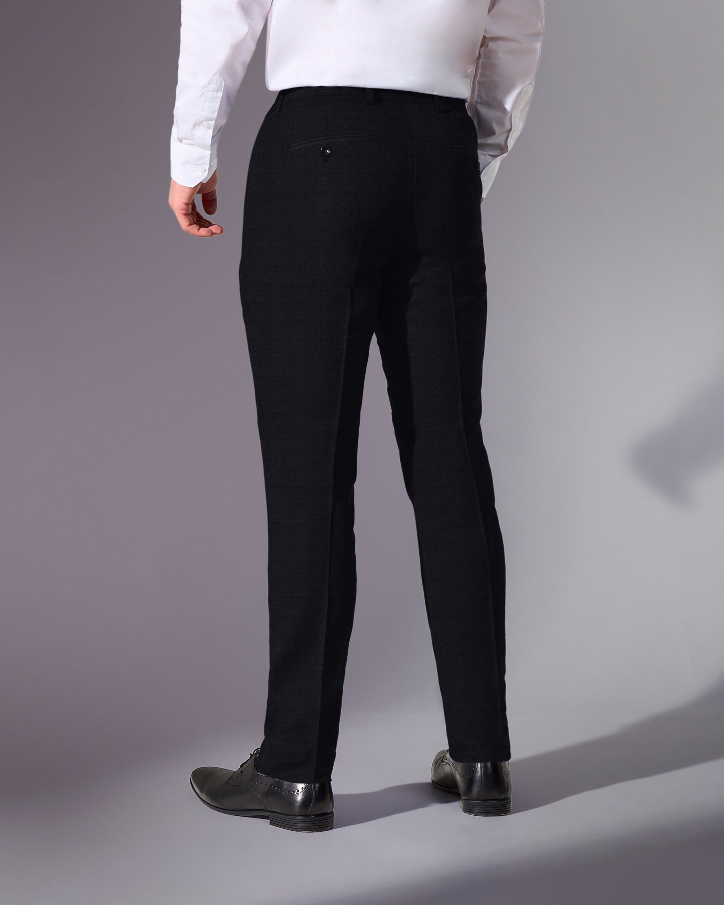 close tailored fit black suit- velvet black