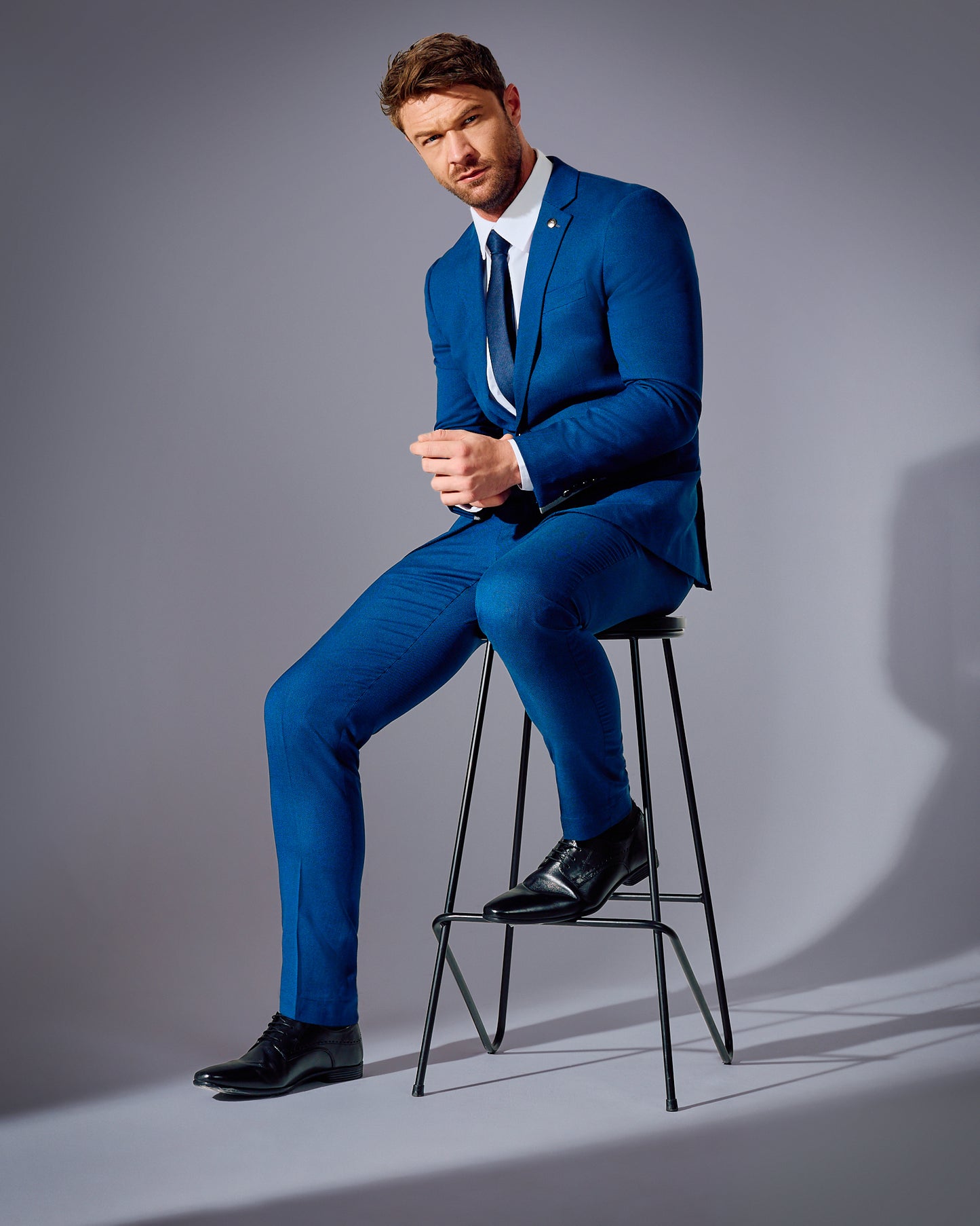 close tailored fit blue suit- ocean wave blue