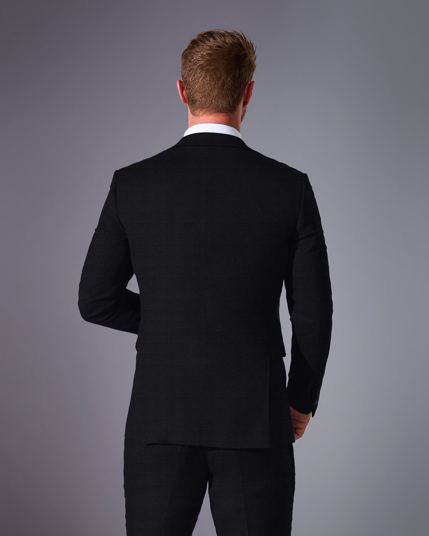 close tailored fit black suit- velvet black