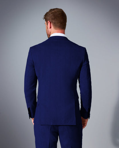 Close Tailored Fit Blue Textured Suit- Electric Blue