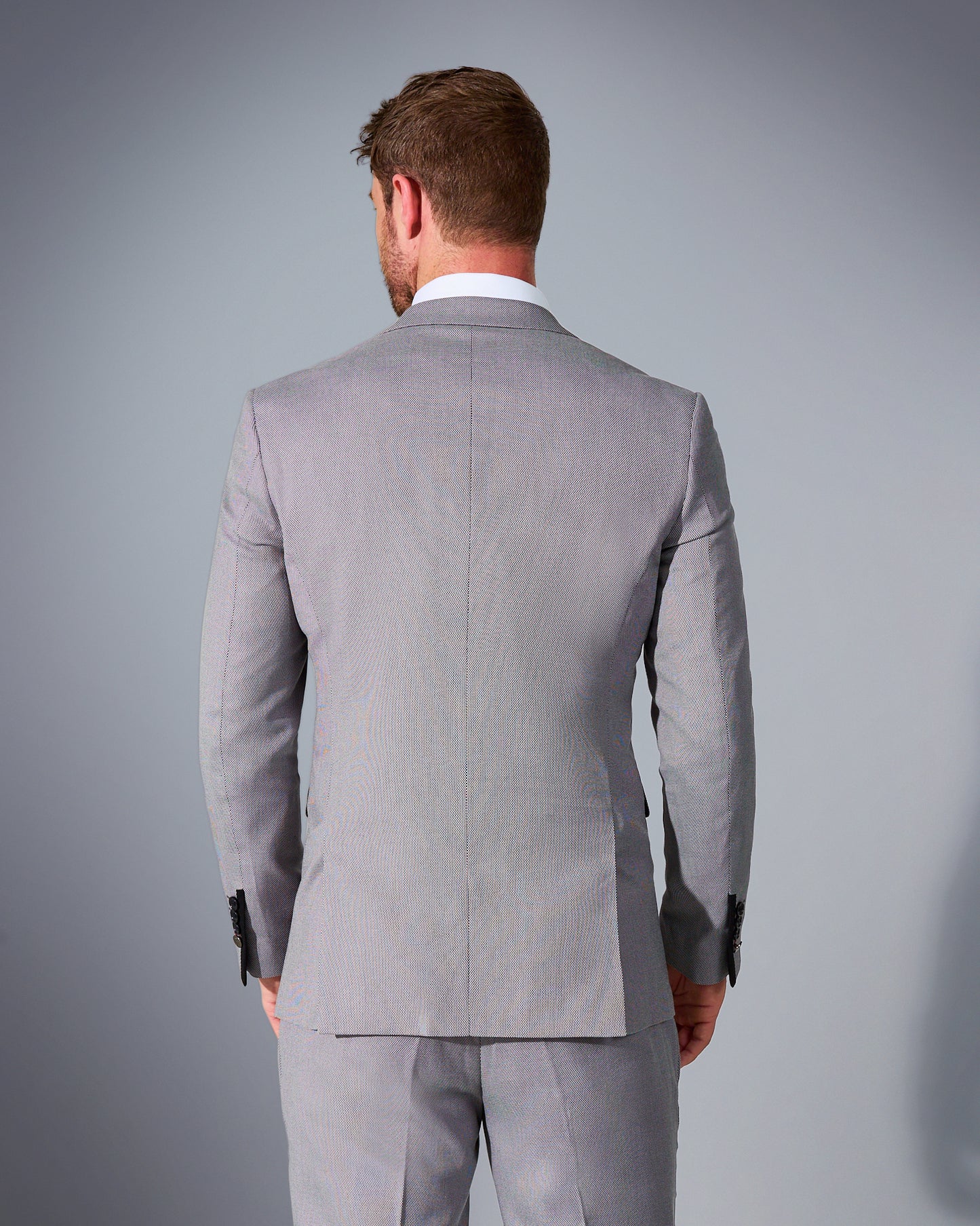 close tailored fit light grey textured suit- marble stone grey