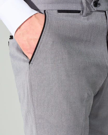 Close Tailored Fit Light Grey Textured Suit- Marble Stone Grey