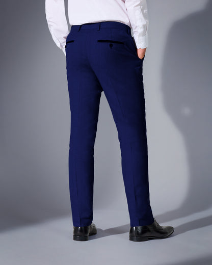 Close Tailored Fit Blue Textured Suit- Electric Blue