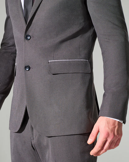 Close Tailored Fit Dark Grey Textured Suit- Hilltop Rock Grey