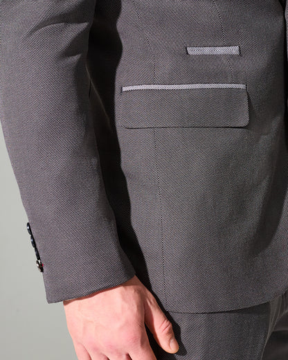 Close Tailored Fit Dark Grey Textured Suit- Hilltop Rock Grey
