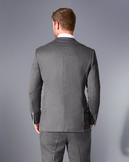 Close Tailored Fit Grey Textured Suit- Steel Grey