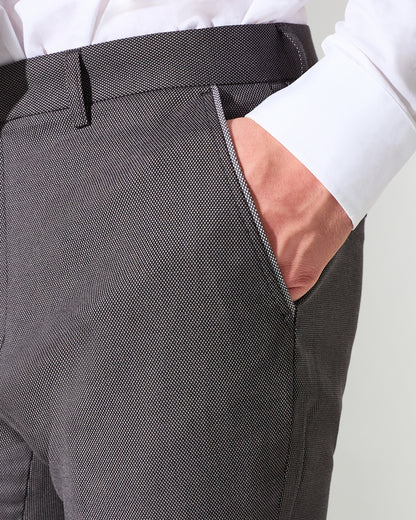 Close Tailored Fit Dark Grey Textured Suit- Hilltop Rock Grey