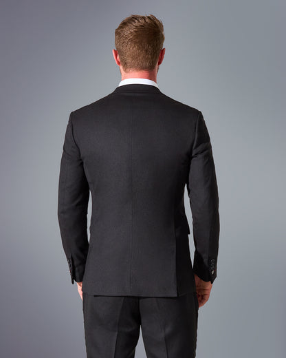 Close Tailored Fit Black Textured Suit- Midnight Black