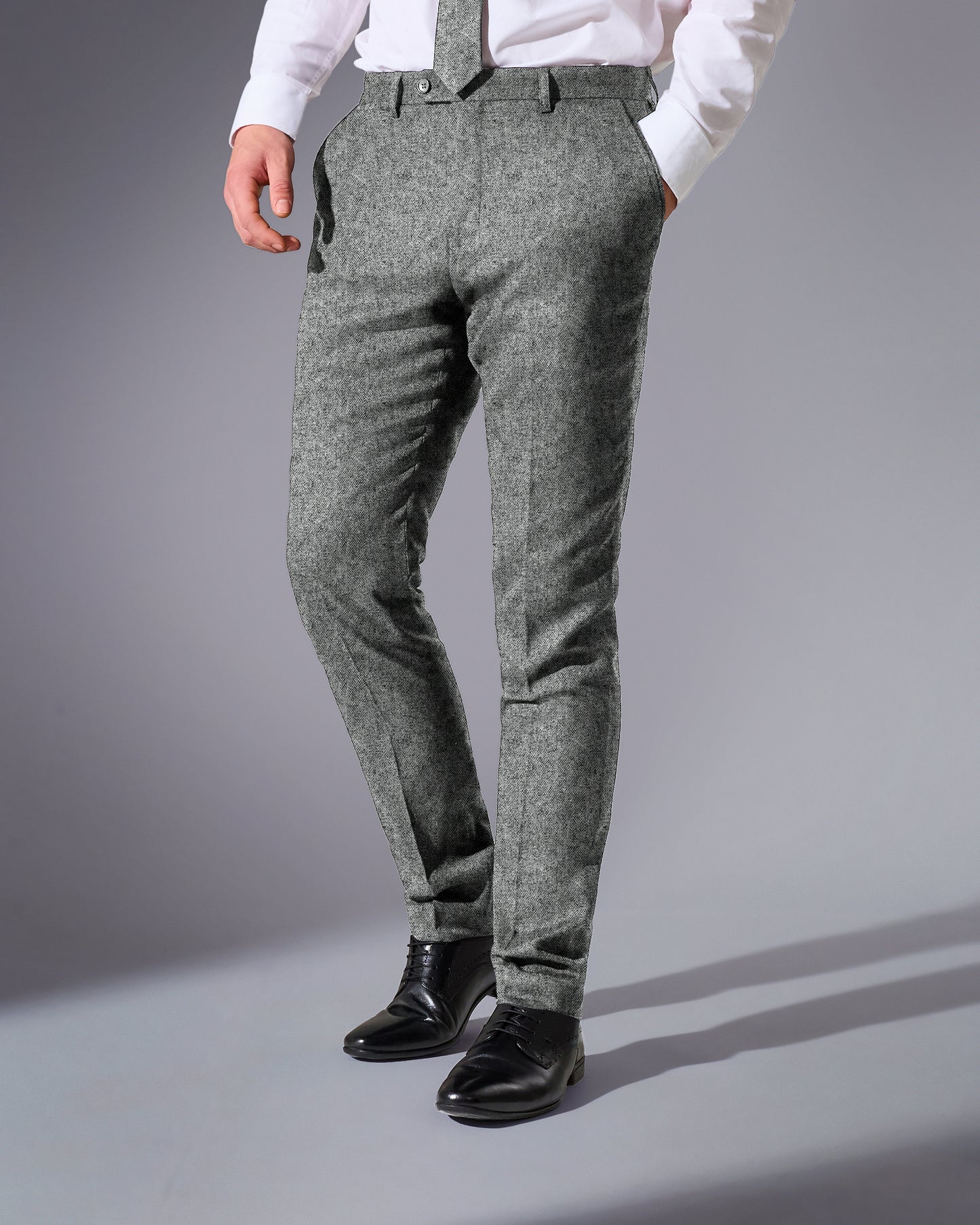 close tailored fit light grey wool blend suit- soft grey
