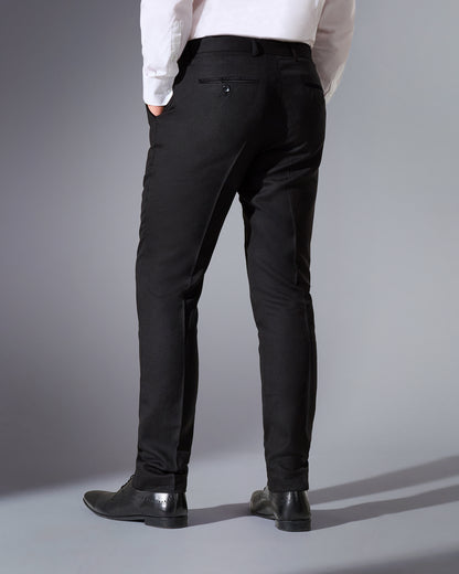 Close Tailored Fit Black Textured Suit- Midnight Black
