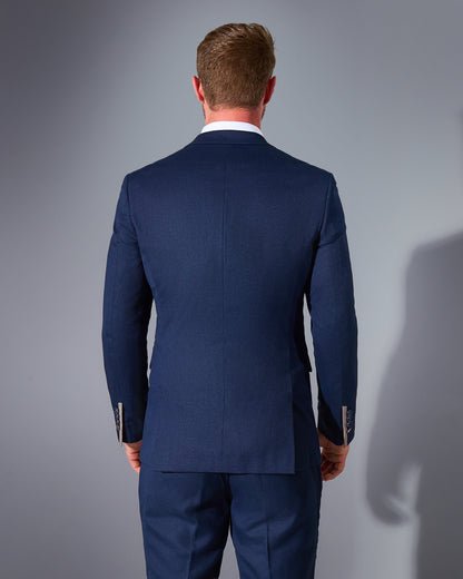 Close Tailored Fit Navy Blue Textured Suit- Royal Navy Blue