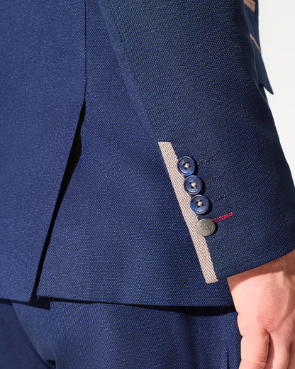 Close Tailored Fit Navy Blue Textured Suit- Royal Navy Blue