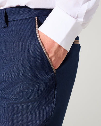 Close Tailored Fit Navy Blue Textured Suit- Royal Navy Blue