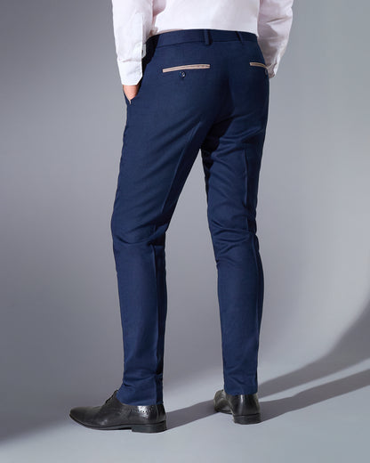 Close Tailored Fit Navy Blue Textured Suit- Royal Navy Blue