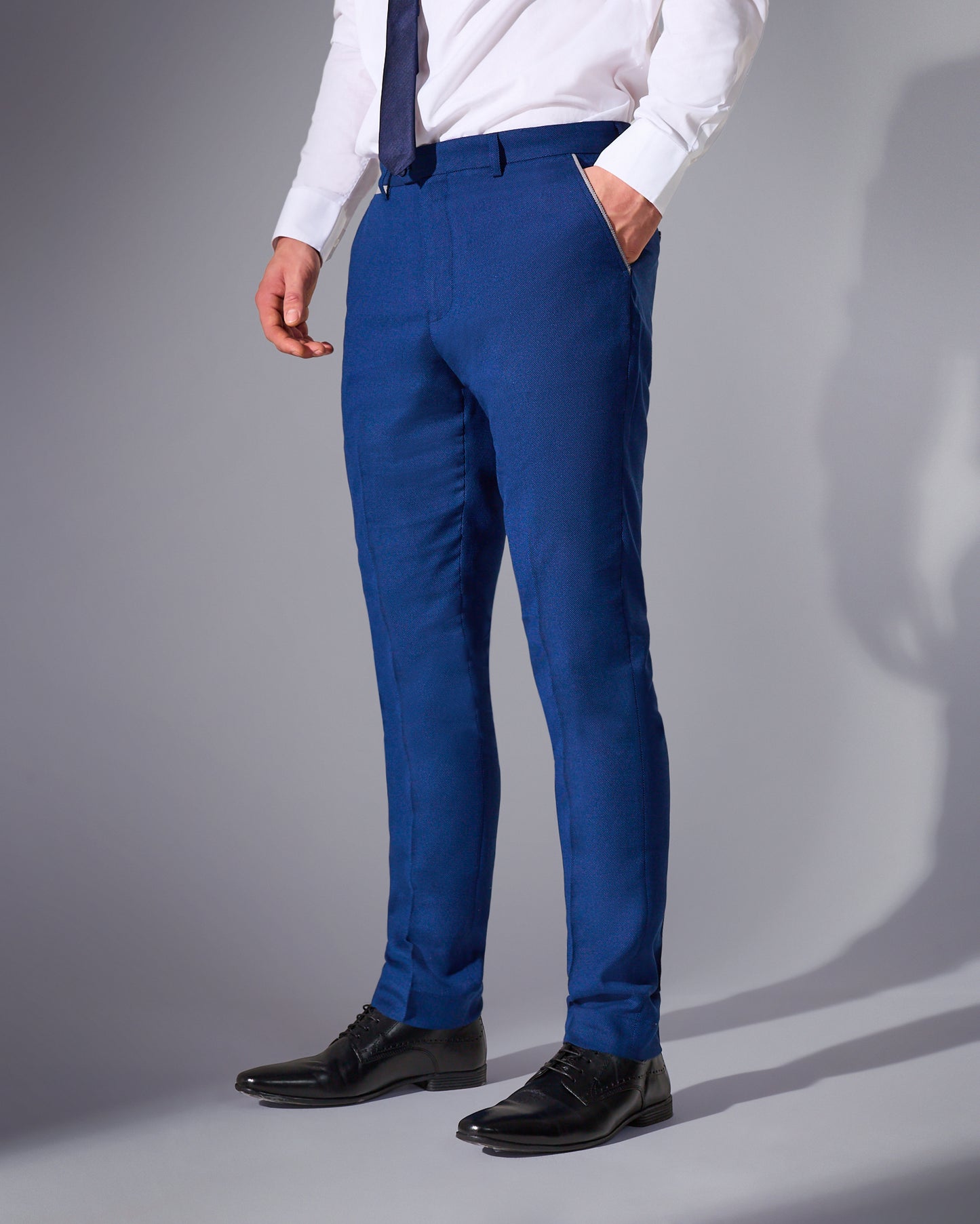 close tailored fit blue suit- ocean wave blue