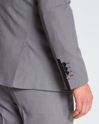 Close Tailored Fit Light Grey Textured Suit- Marble Stone Grey