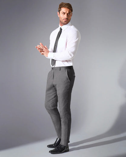 Close Tailored Fit Grey Textured Suit- Steel Grey
