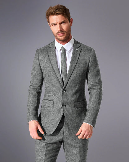 Close Tailored Fit Light Grey Wool Blend Suit- Soft Grey