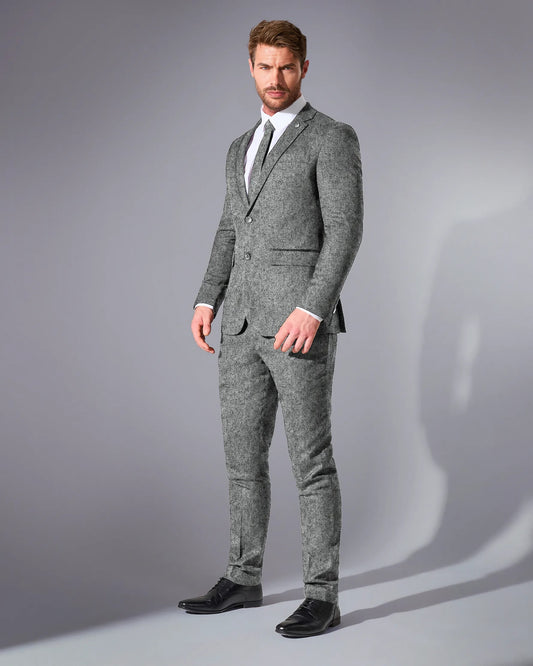 Close Tailored Fit Light Grey Wool Blend Suit- Soft Grey