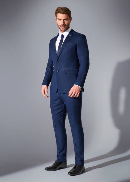 Close Tailored Fit Navy Blue Textured Suit- Royal Navy Blue