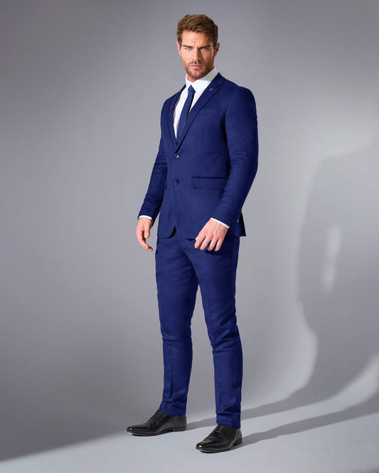 Close Tailored Fit Blue Wool Blend Suit- Cobalt Blue
