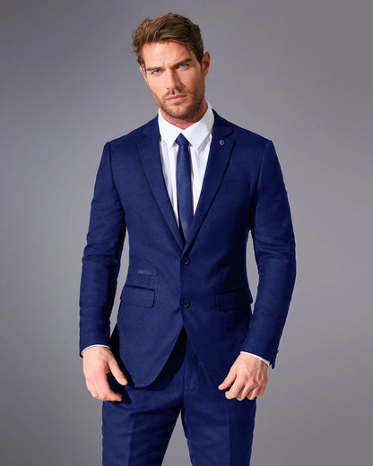 Close Tailored Fit Blue Wool Blend Suit- Cobalt Blue
