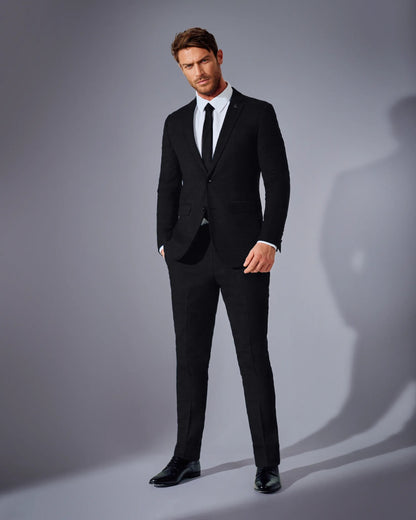 Close Tailored Fit Black Suit- Velvet Black
